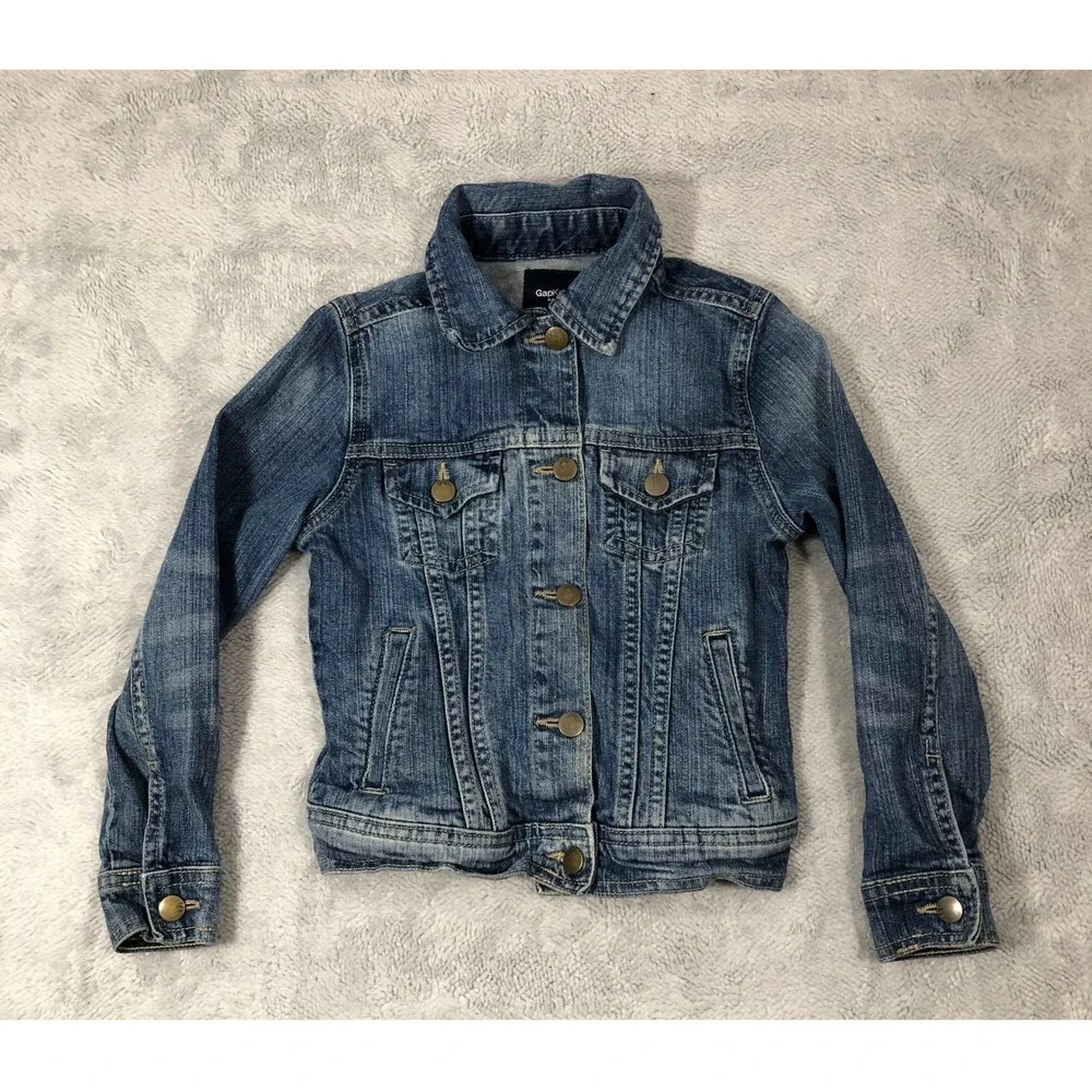 GapKids Jean Jacket Girls Small UK 6-7 Denim Blue Classic Trucker Snap 613455-00